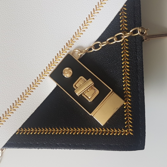 Black White Gold Thread Cross Body or Clutch Bag - Picture 3 of 8
